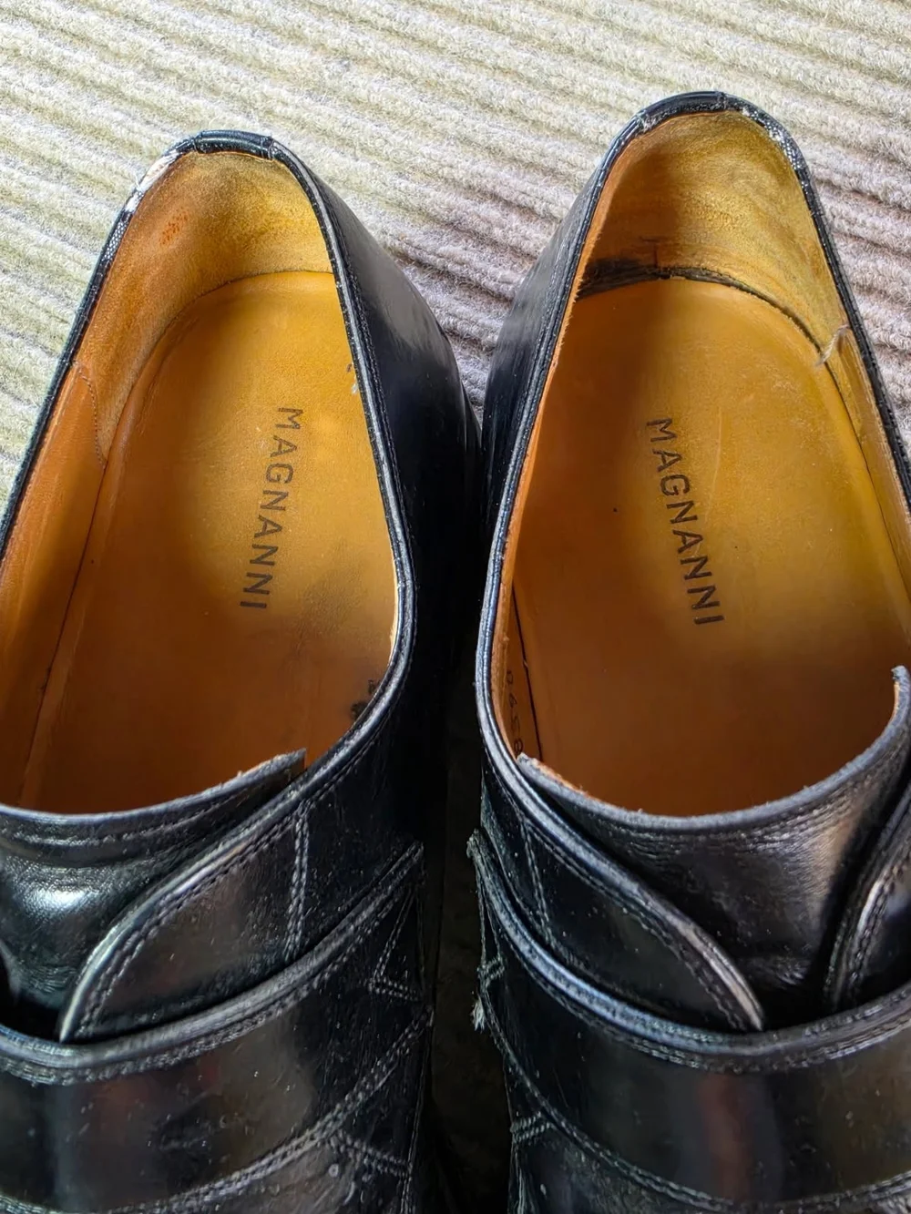 Magnanni Marco Shoes Mens 10M Black Leather Monk Strap Dress Square Toe 18398